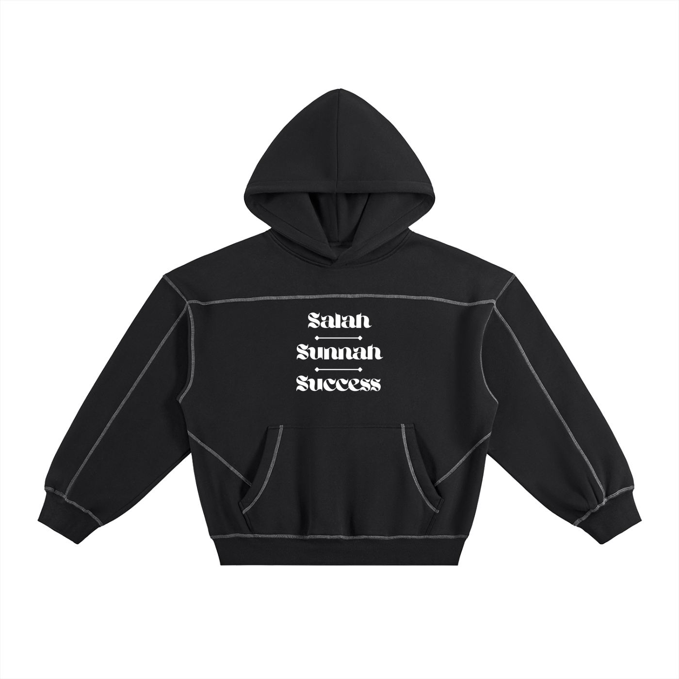 Salah Sunnah Success + Glad Tidings To The Strangers Stitched Hoodie (Front+Back Print)
