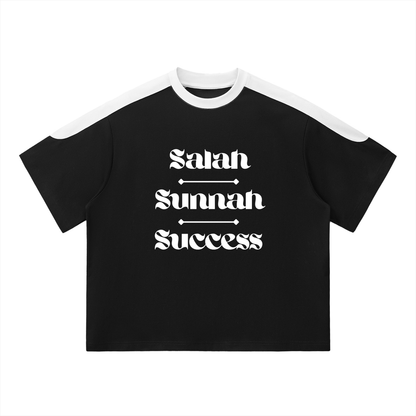 Salah Sunnah Success Two-Tone Oversized Fit T-Shirt - Black